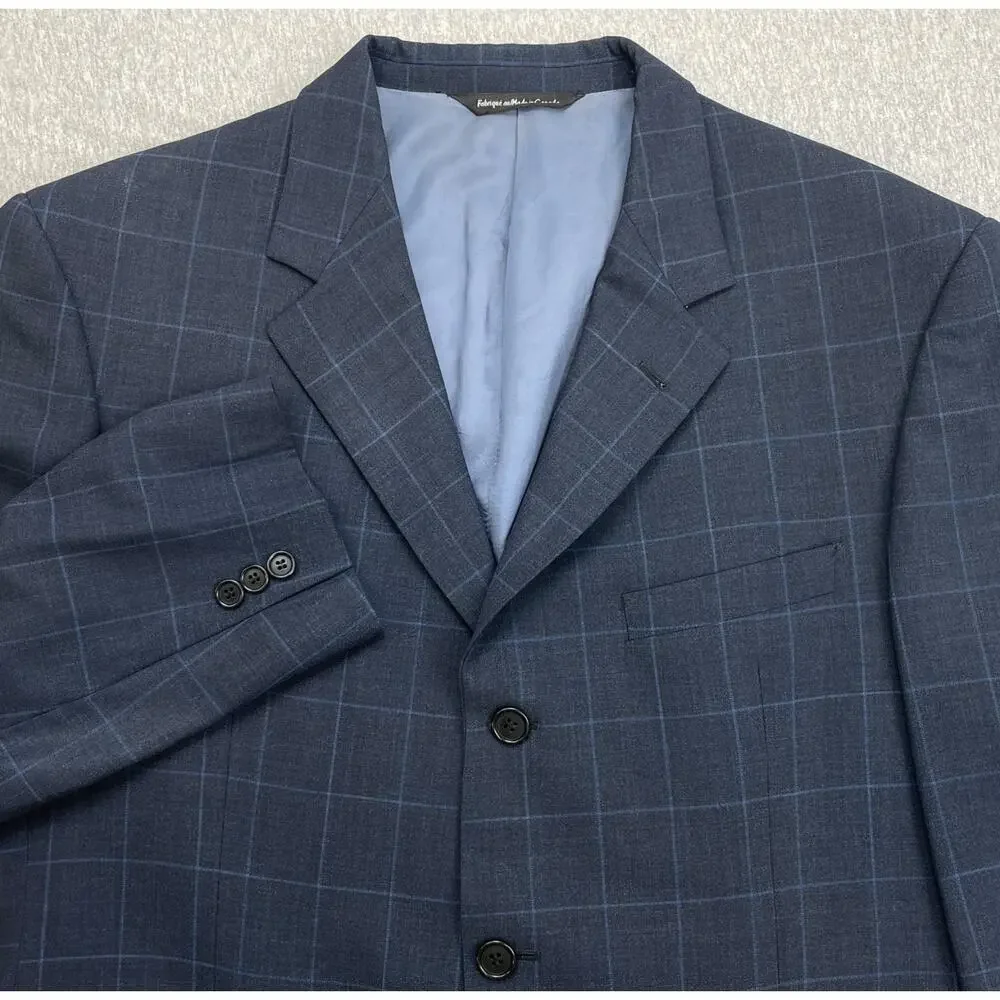 Ermenegildo Zegna Blazer Mens 44L Windowpane Coppley Heritage 100% Wool 3-Button